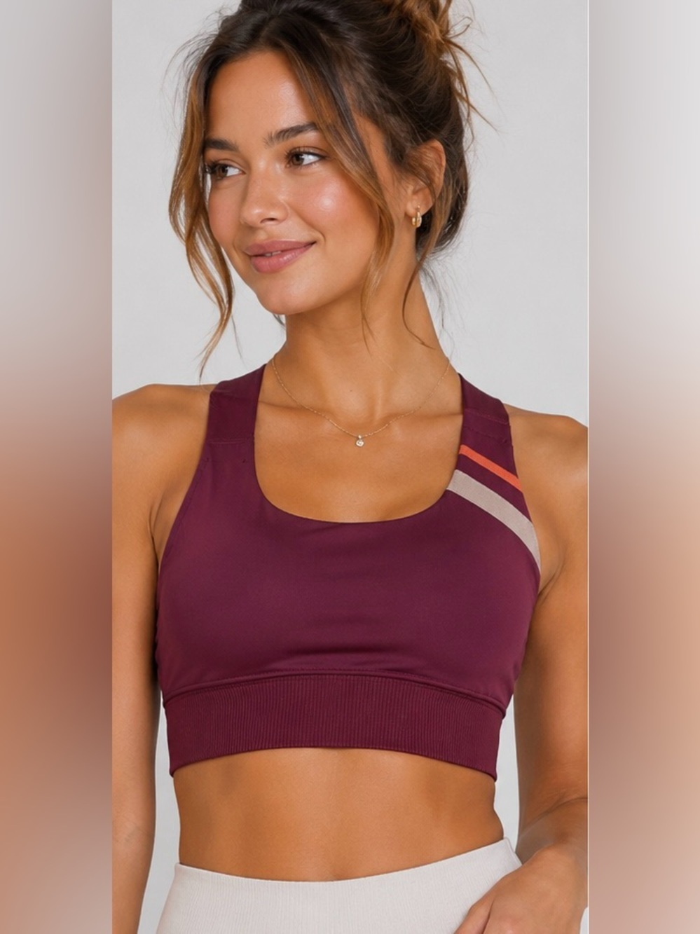FP Movement Sports Bra Small Burgundy Strappy Back Medium Support